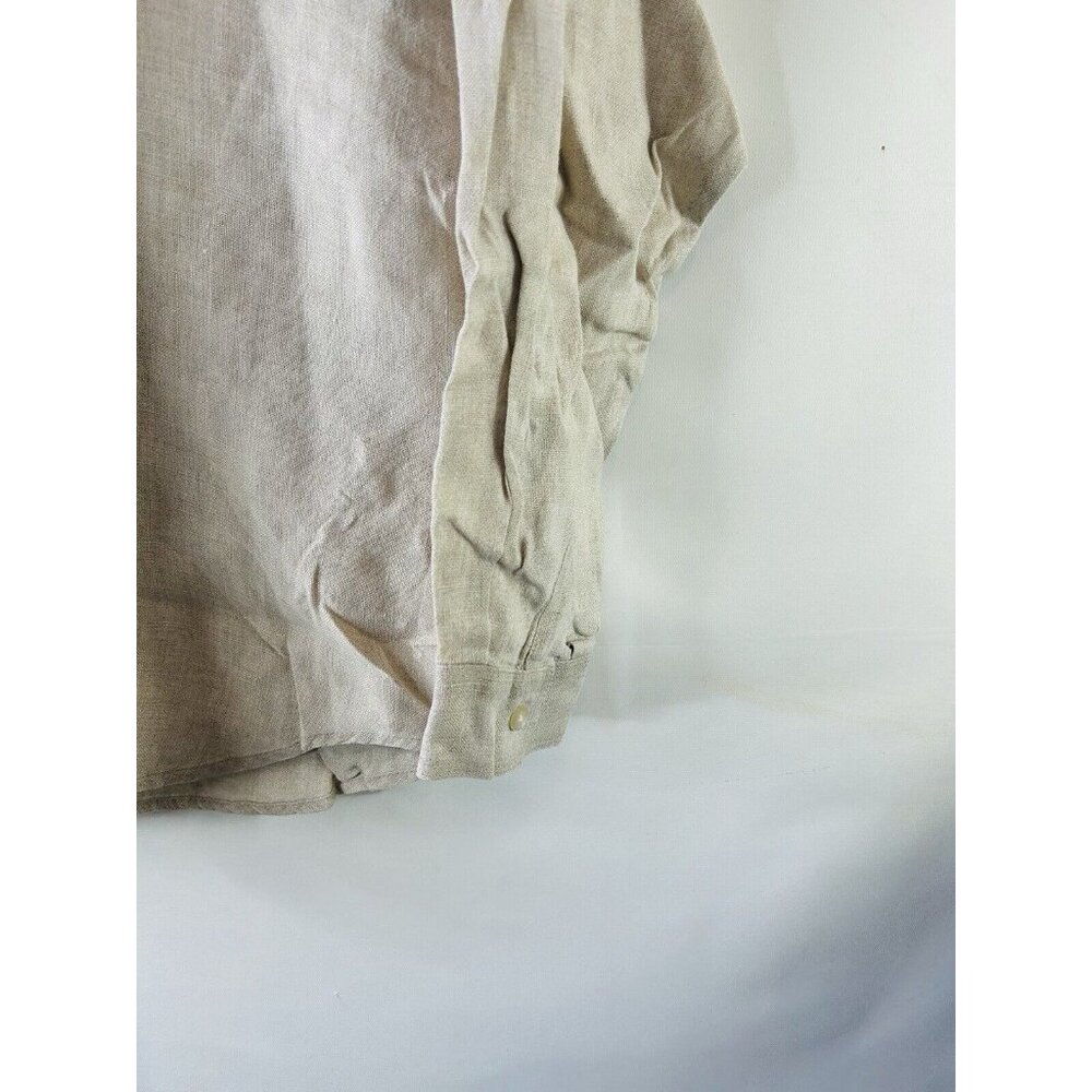 Eddie Bauer Linen Double Pocket Long Sleeve Button Shirt Beige - Picture 6 of 6